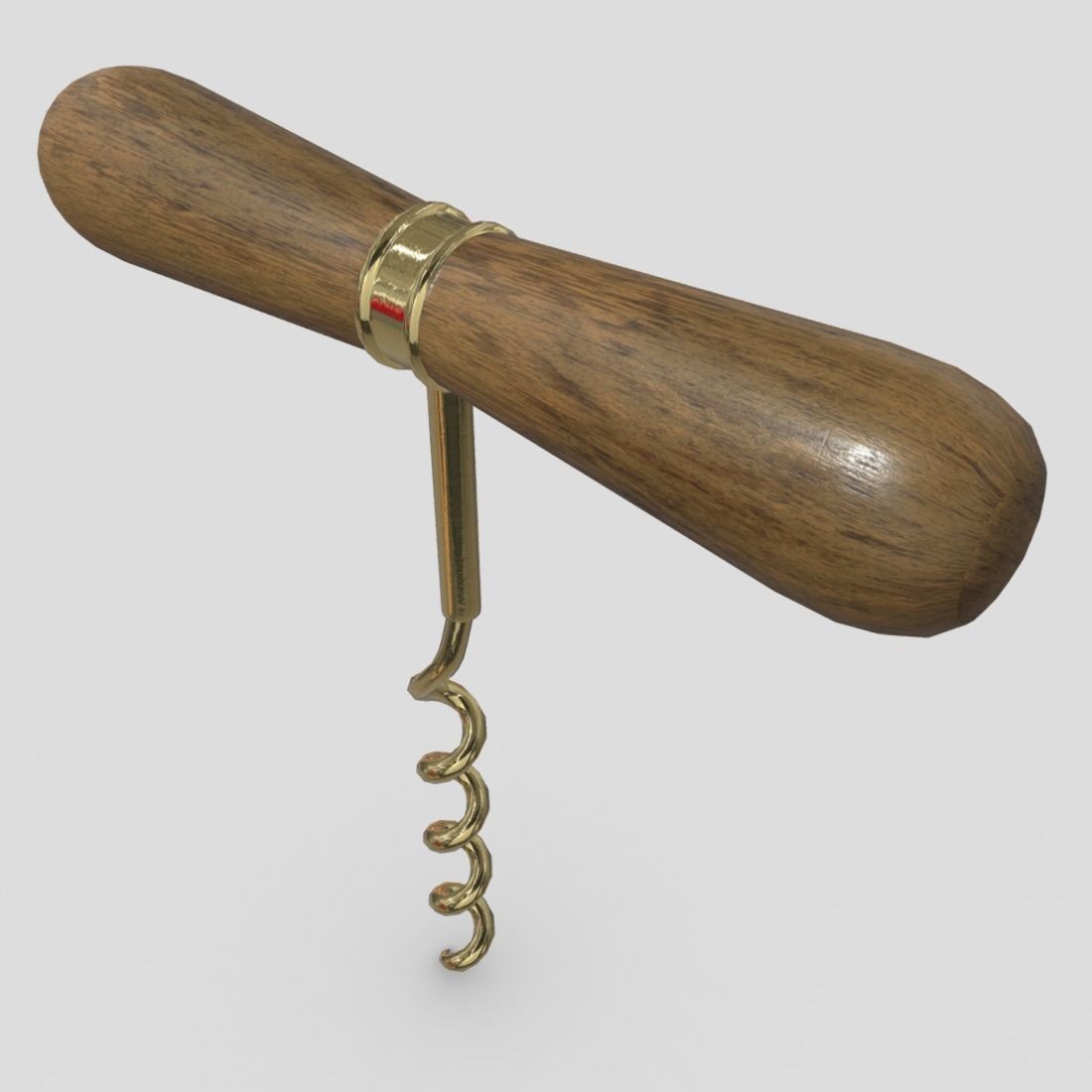 Corkscrew 2 wooden wine Low-poly 3D model_4