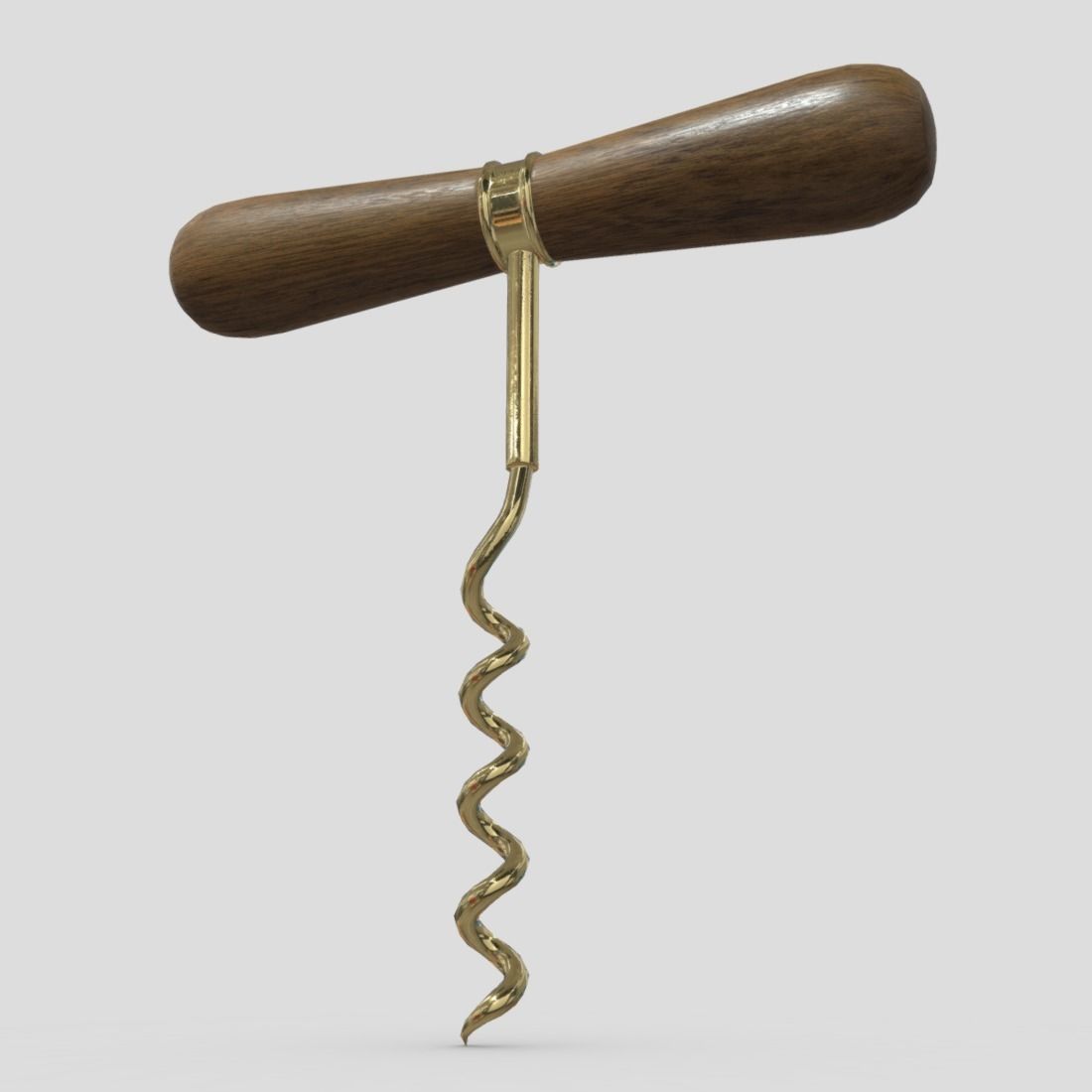 Corkscrew 2 wooden wine Low-poly 3D model_10