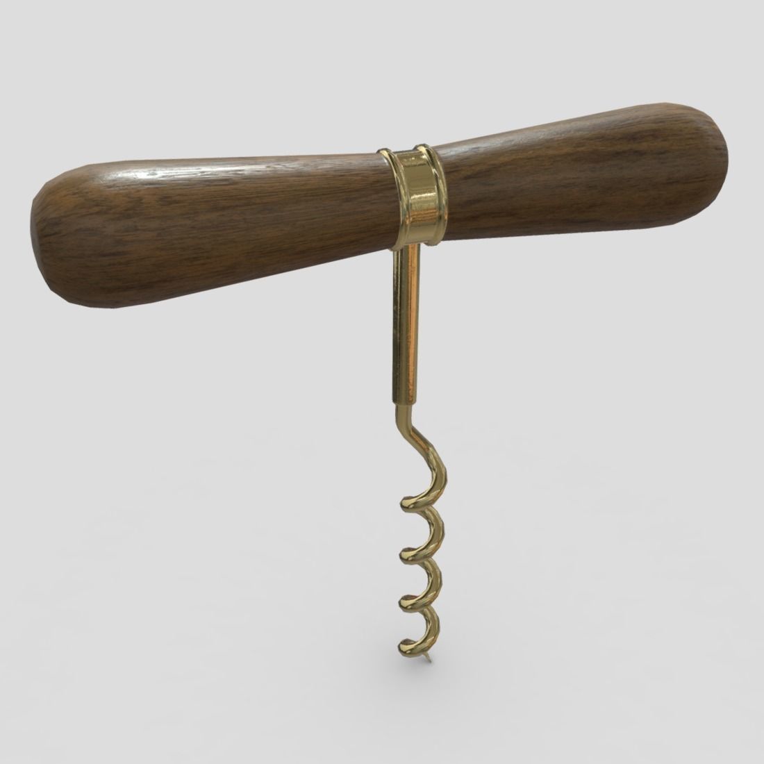 Corkscrew 2 wooden wine Low-poly 3D model_8