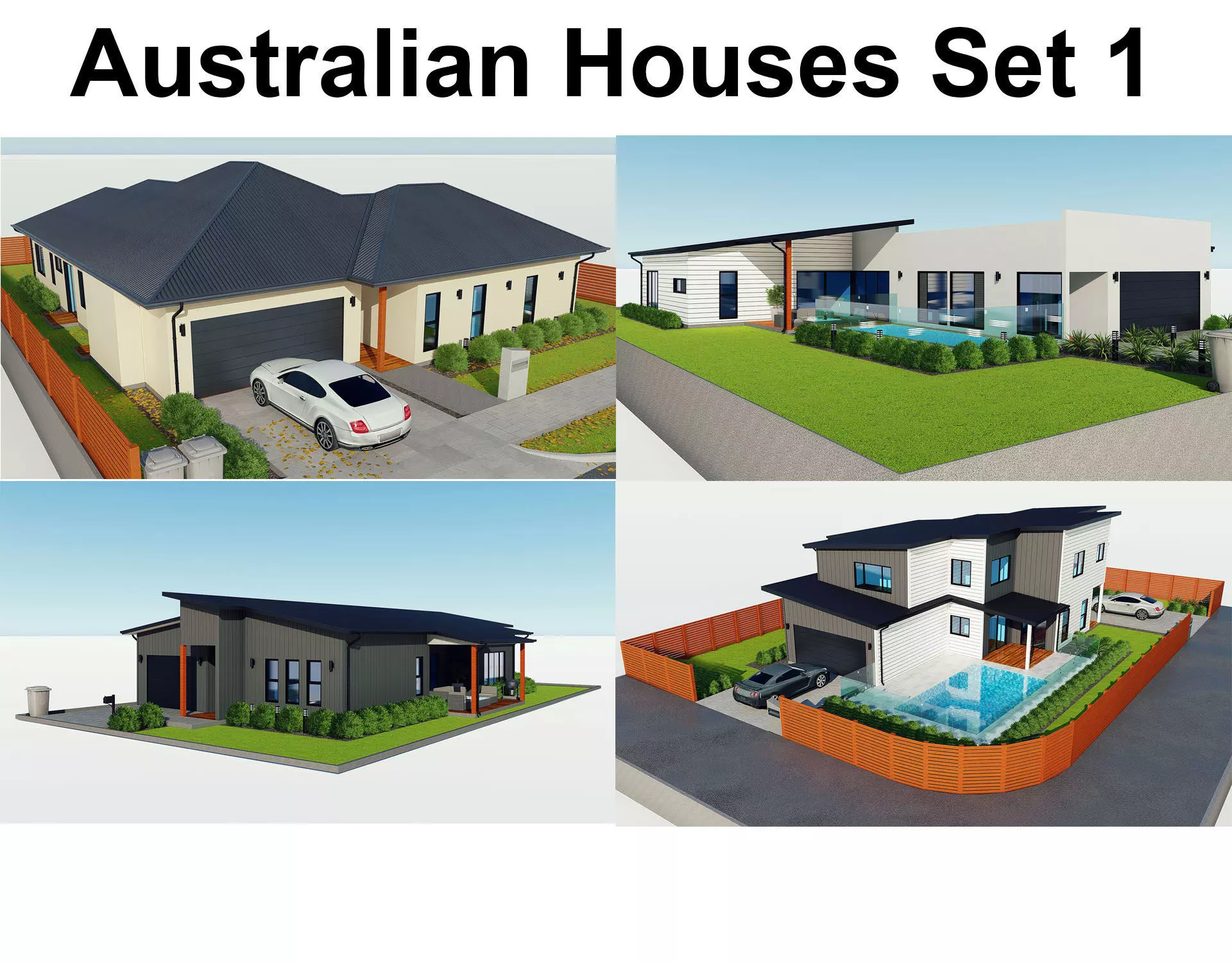 Australian Houses Set 1 3D model