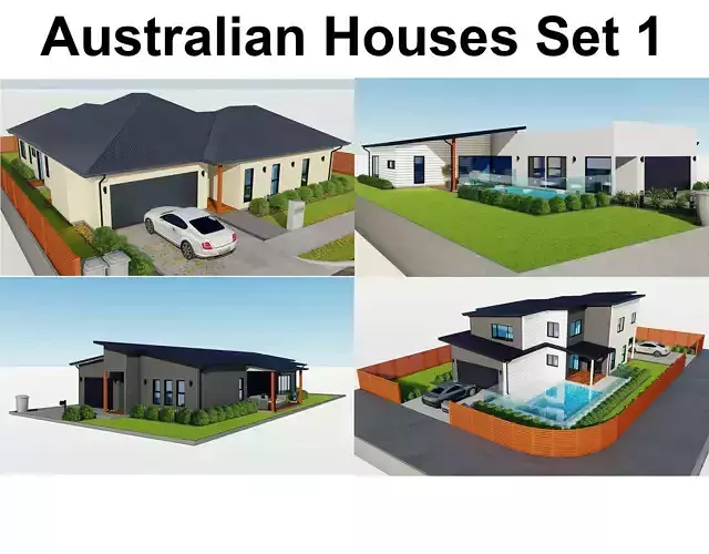 Australian Houses Set 1 3D model