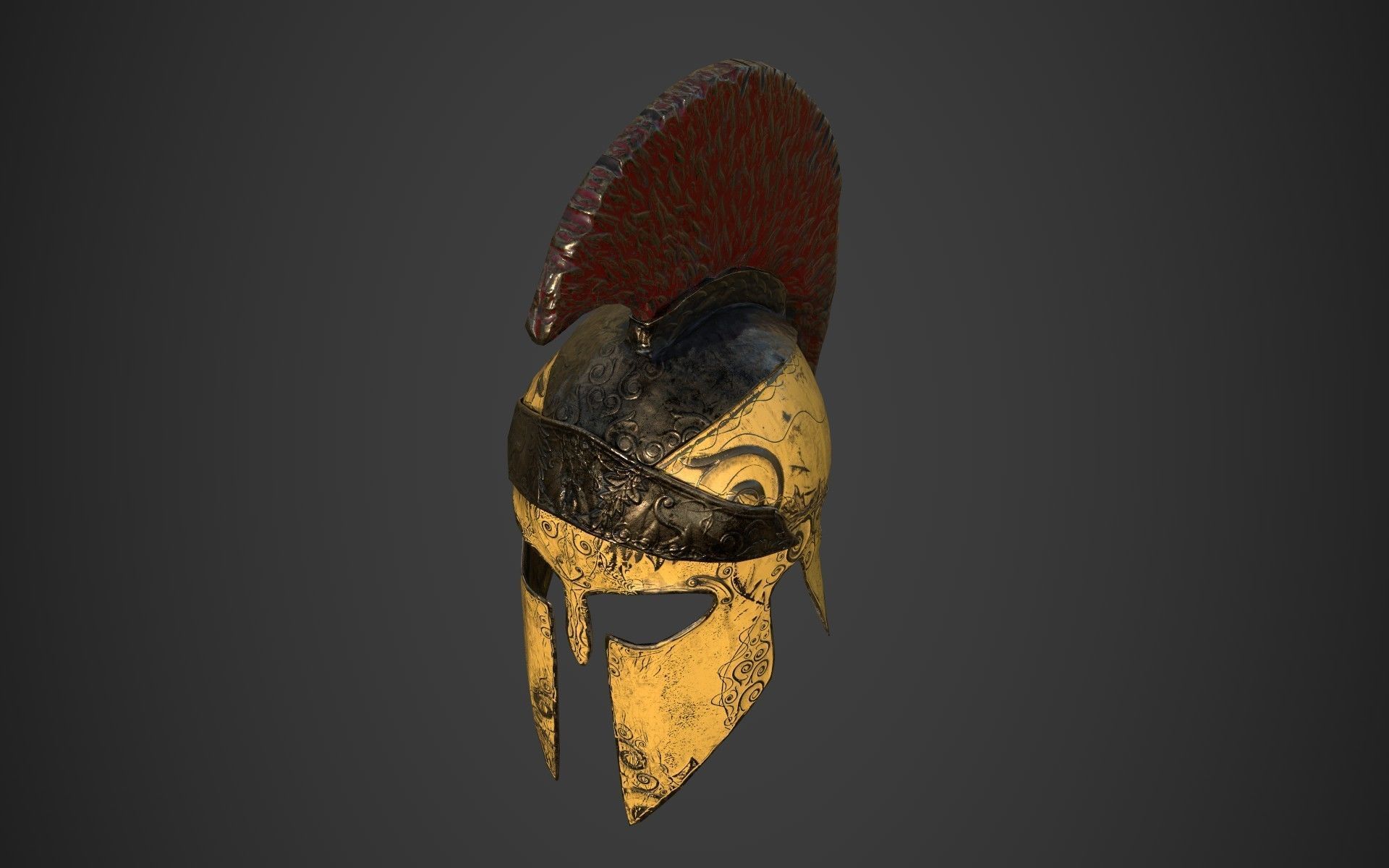 Antique spartan helmet the Corinthian type Low-poly 3D model_19