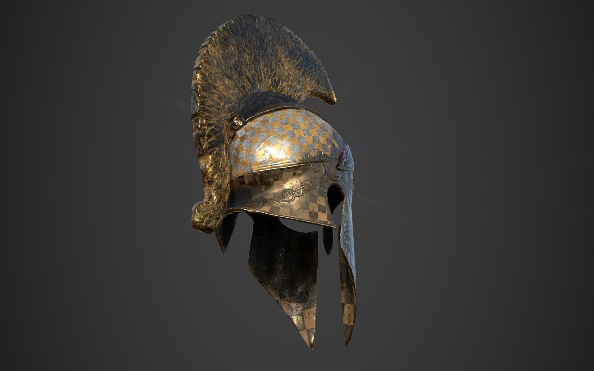 Antique spartan helmet the Corinthian type Low-poly 3D model_15