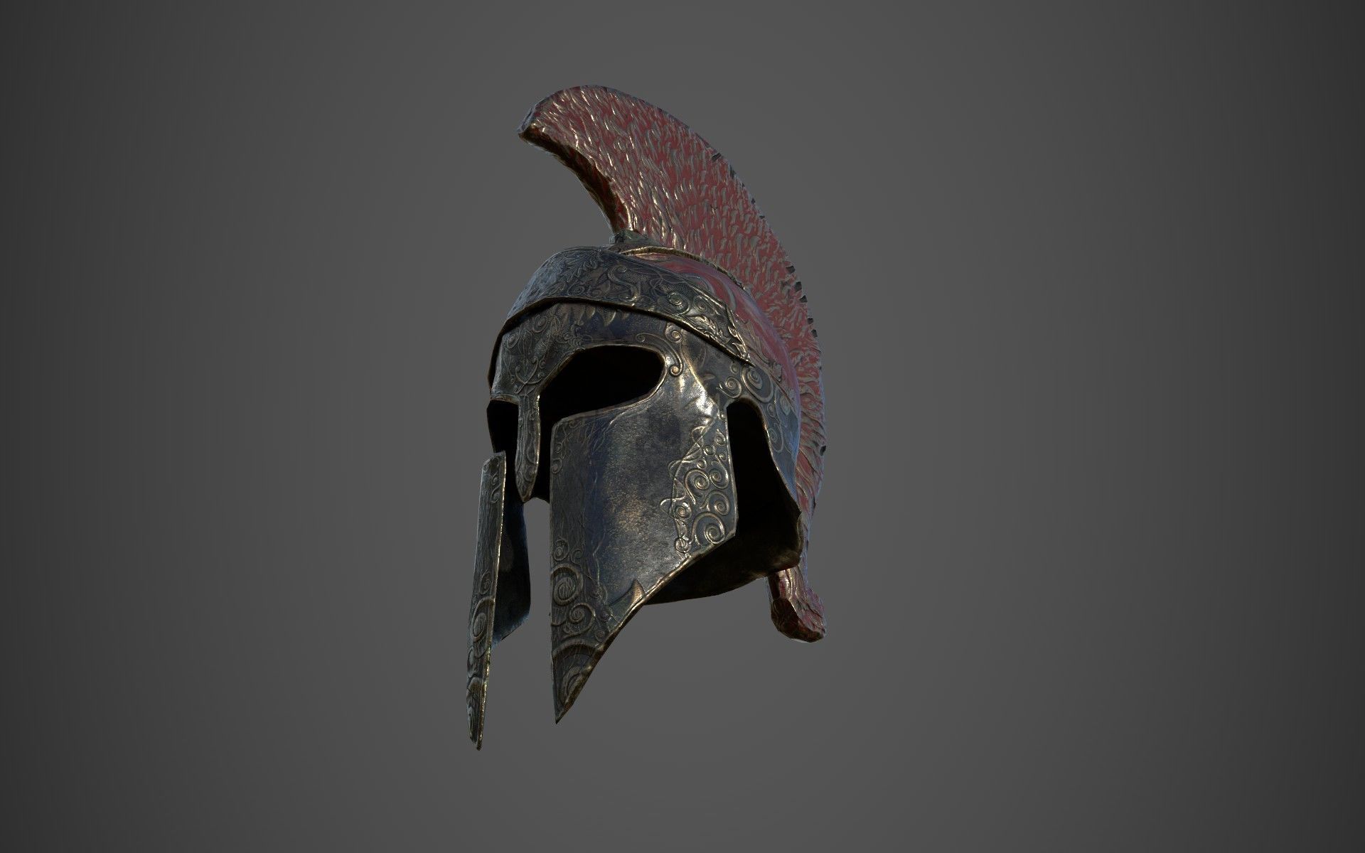 Antique spartan helmet the Corinthian type Low-poly 3D model_28
