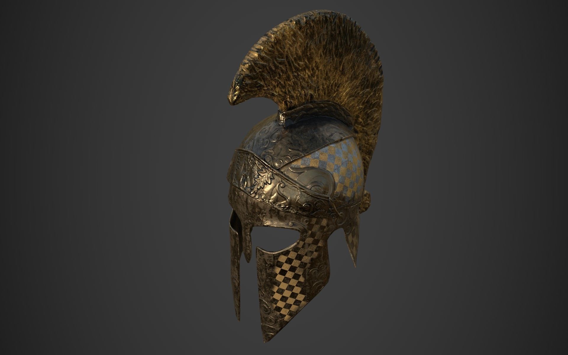 Antique spartan helmet the Corinthian type Low-poly 3D model_14