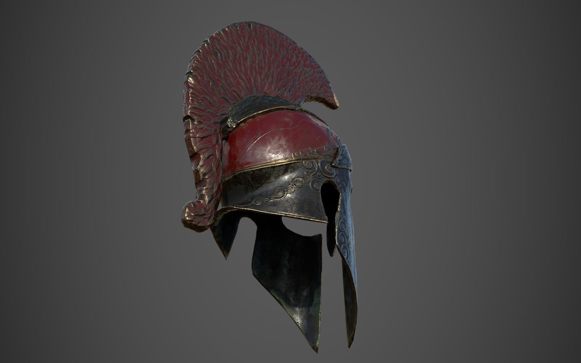 Antique spartan helmet the Corinthian type Low-poly 3D model_30