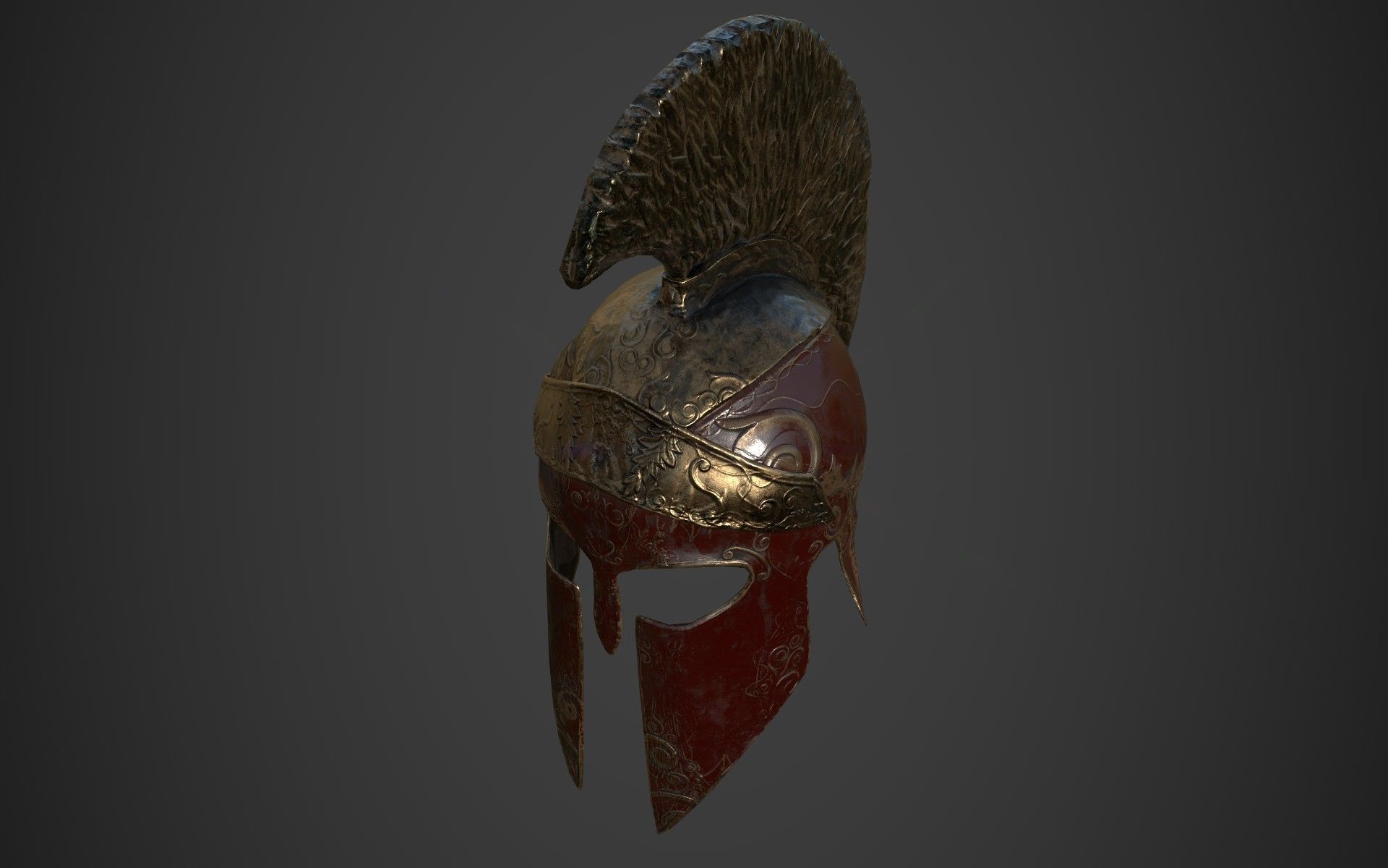 Antique spartan helmet the Corinthian type Low-poly 3D model_9
