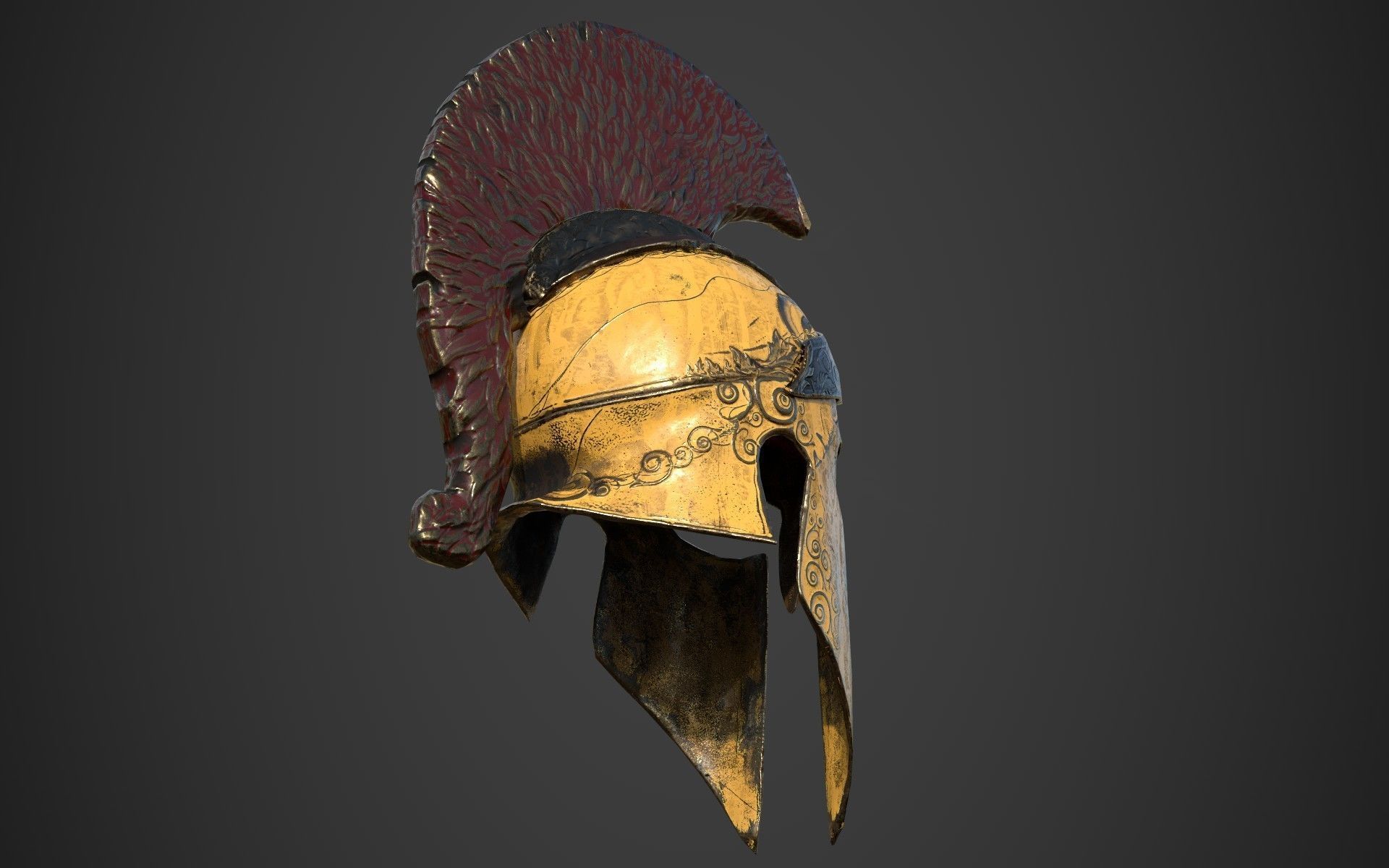 Antique spartan helmet the Corinthian type Low-poly 3D model_20