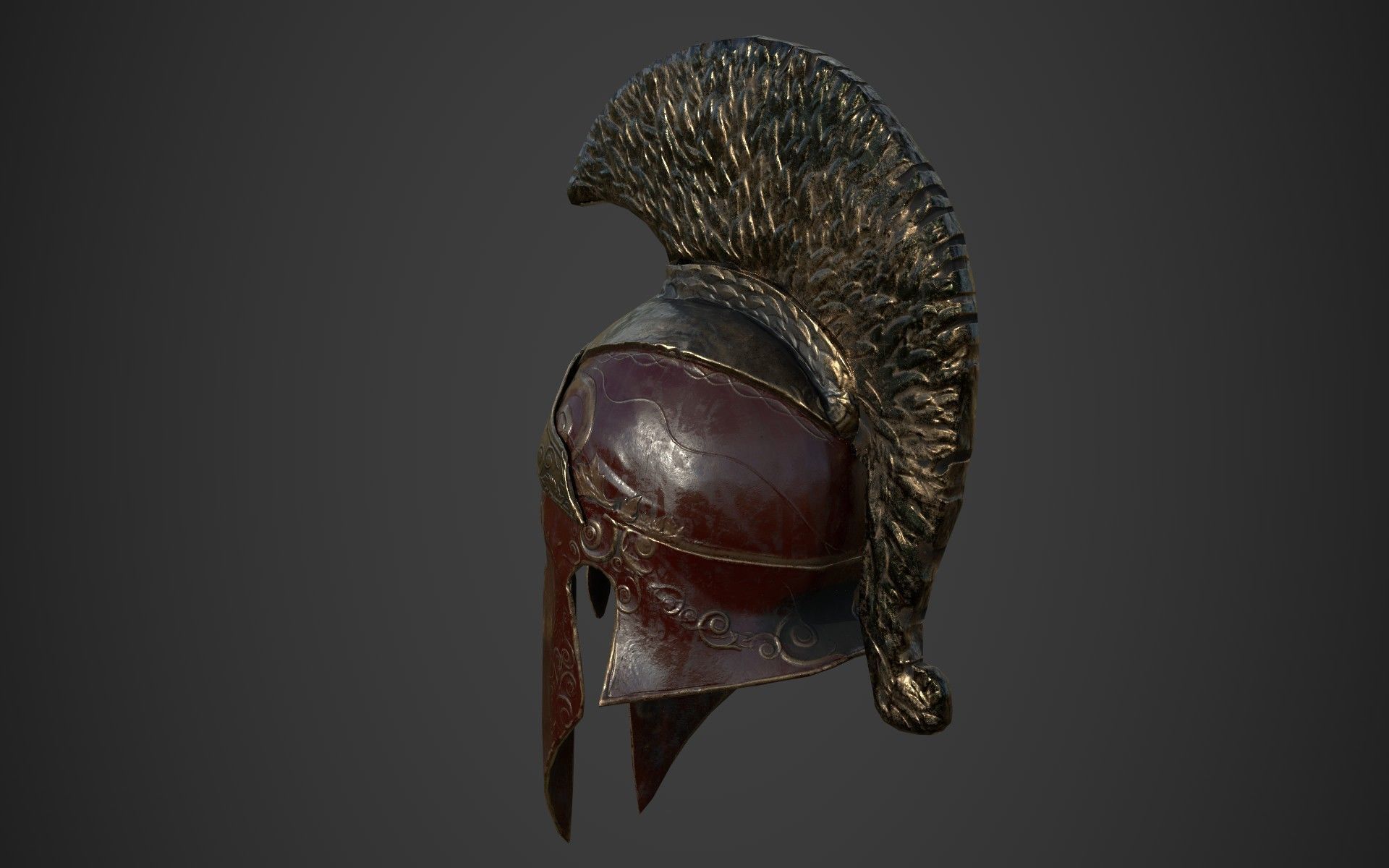 Antique spartan helmet the Corinthian type Low-poly 3D model_11