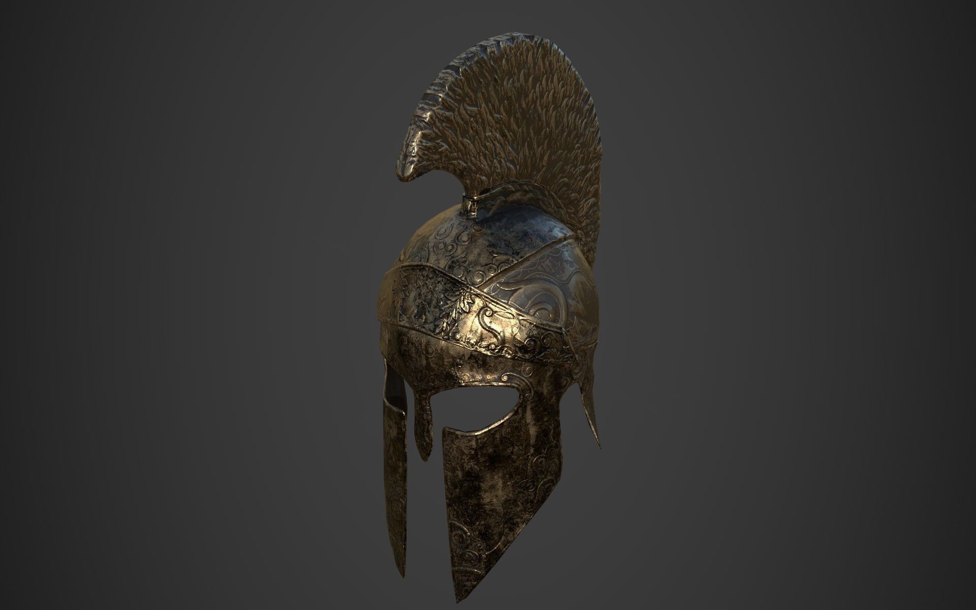 Antique spartan helmet the Corinthian type Low-poly 3D model_24