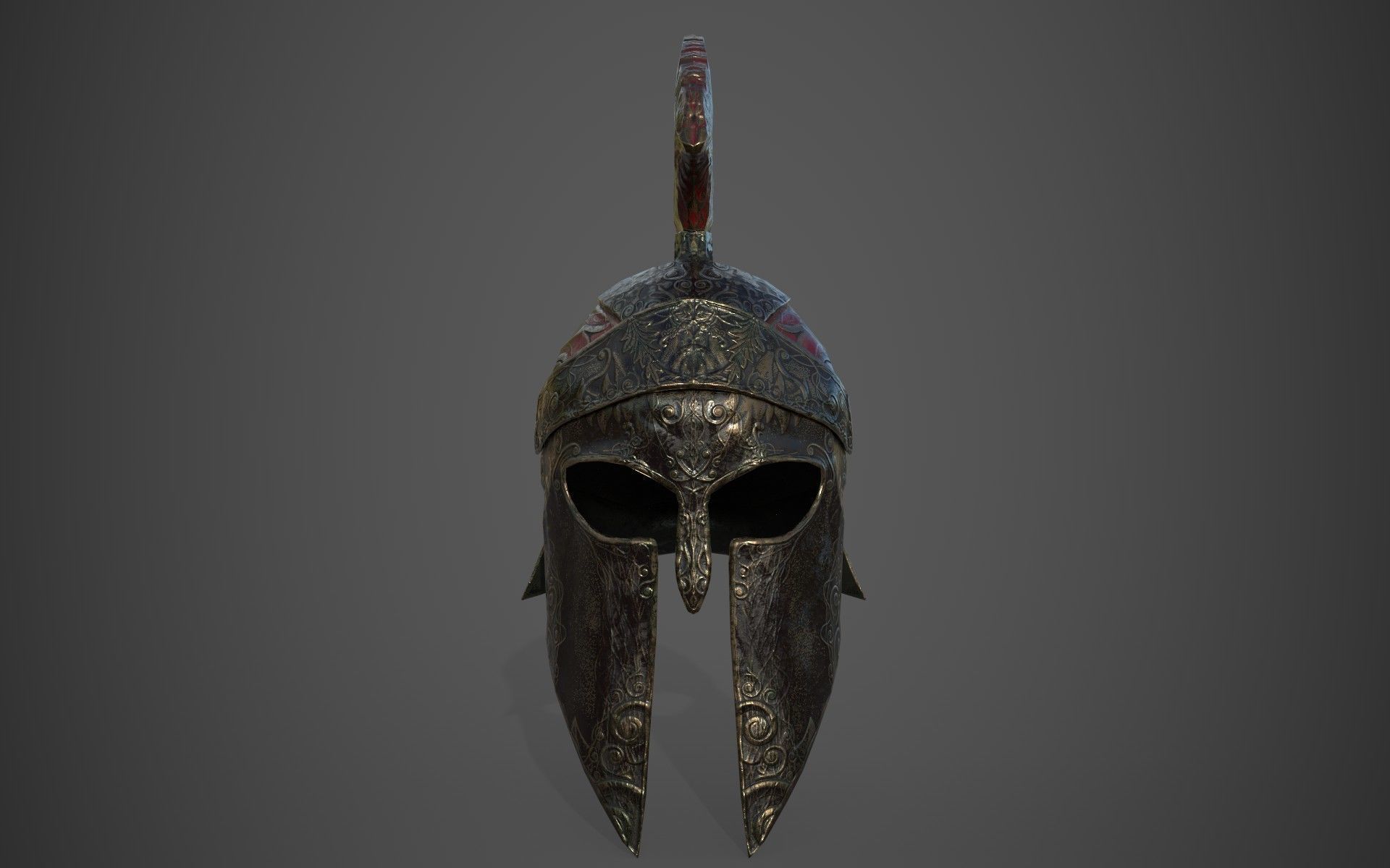 Antique spartan helmet the Corinthian type Low-poly 3D model_27