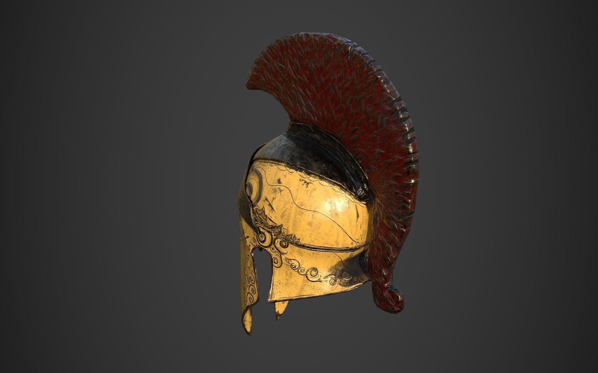 Antique spartan helmet the Corinthian type Low-poly 3D model_21
