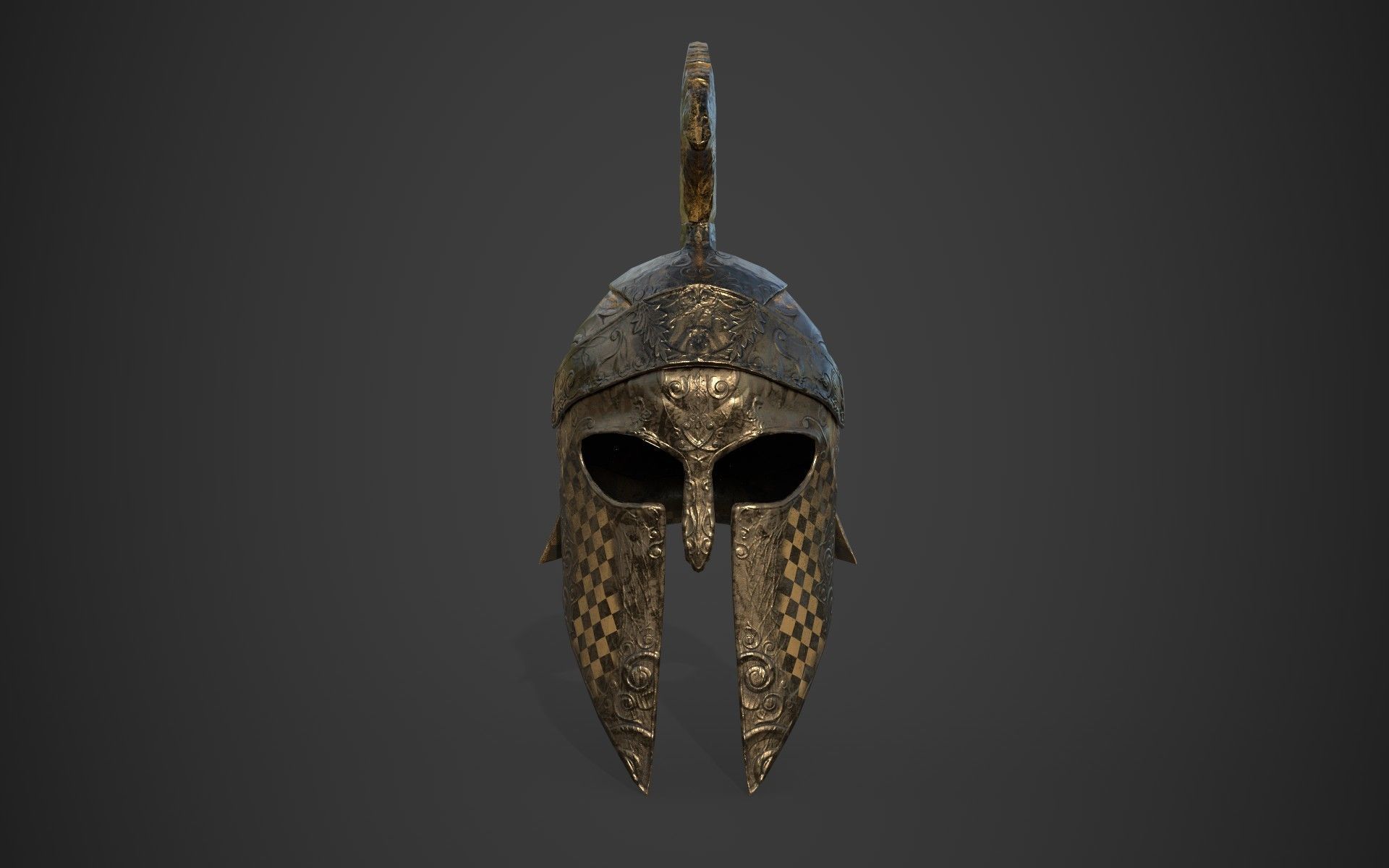 Antique spartan helmet the Corinthian type Low-poly 3D model_12