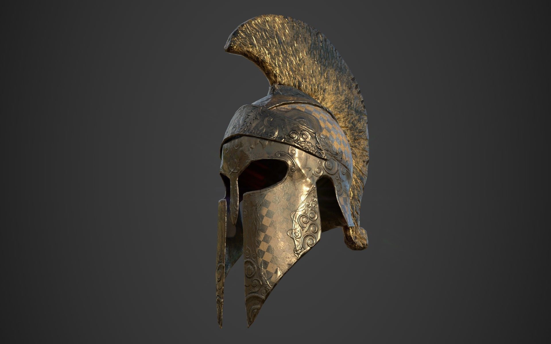 Antique spartan helmet the Corinthian type Low-poly 3D model_13