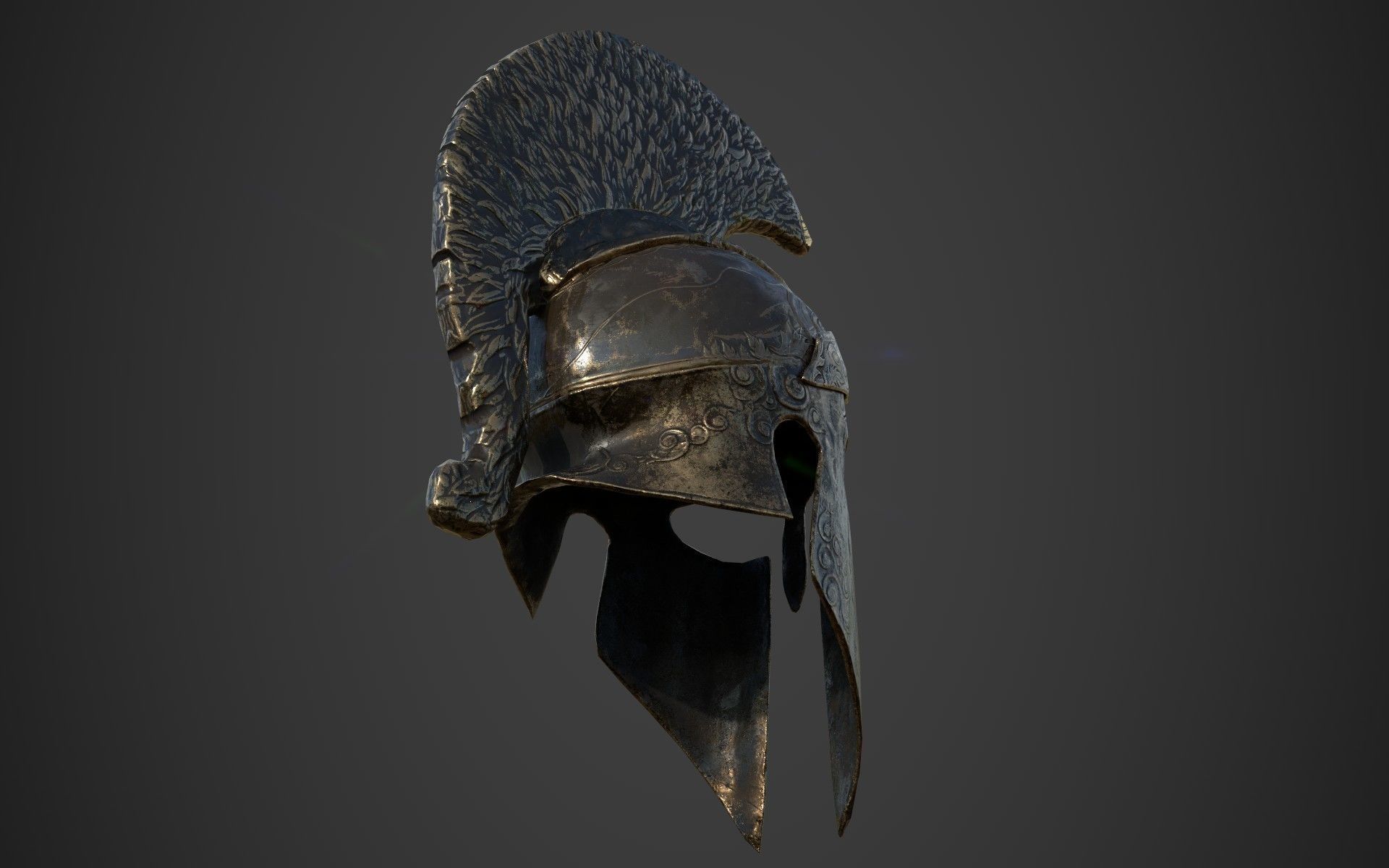 Antique spartan helmet the Corinthian type Low-poly 3D model_25