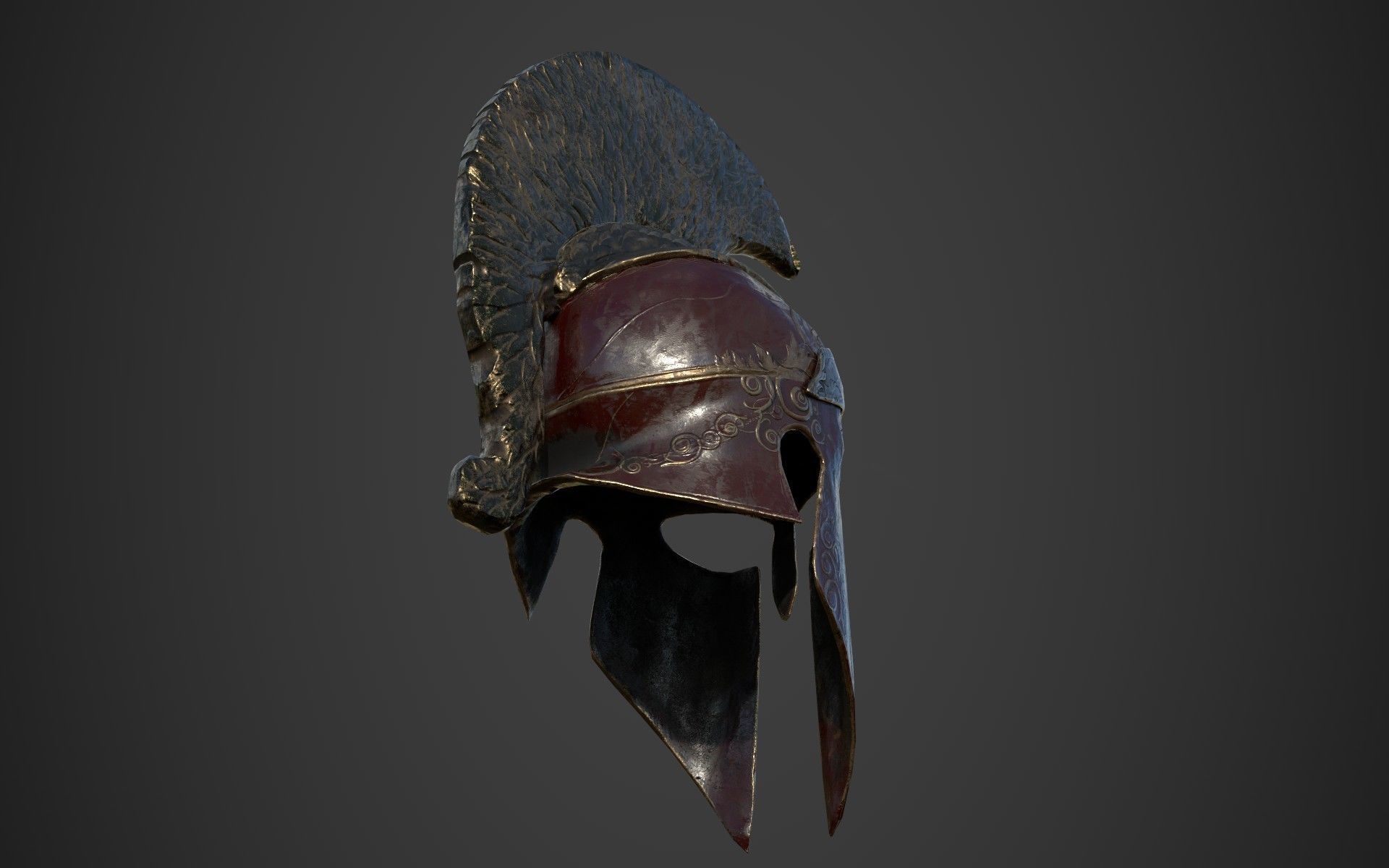Antique spartan helmet the Corinthian type Low-poly 3D model_10