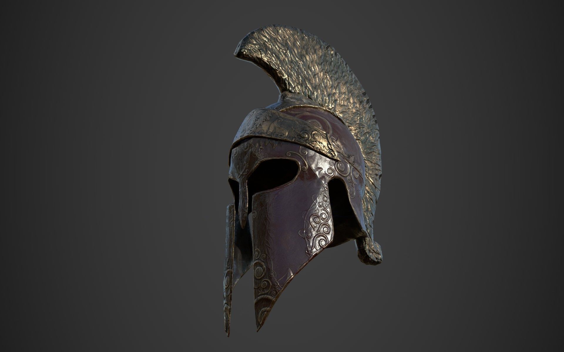 Antique spartan helmet the Corinthian type Low-poly 3D model_8