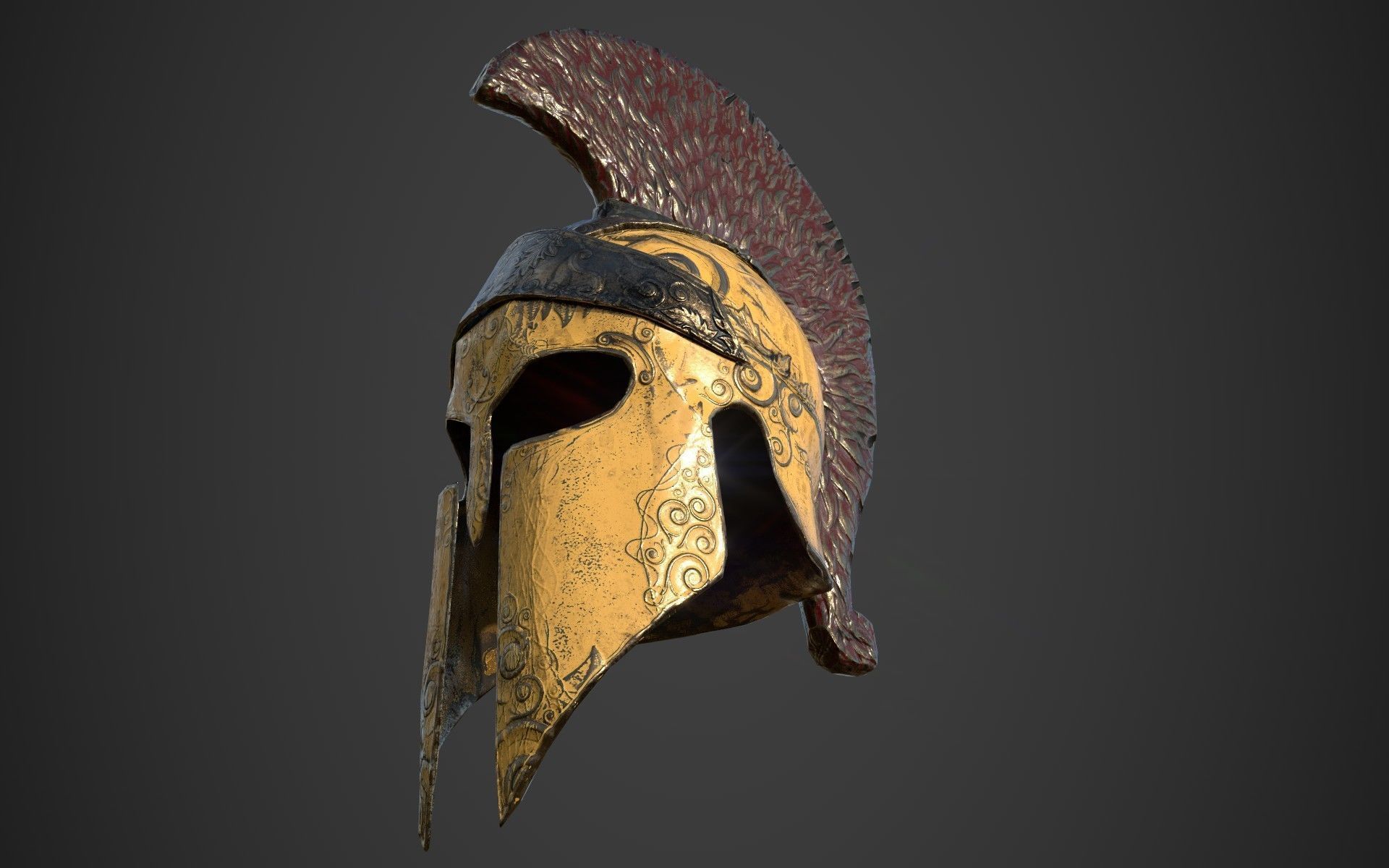 Antique spartan helmet the Corinthian type Low-poly 3D model_18