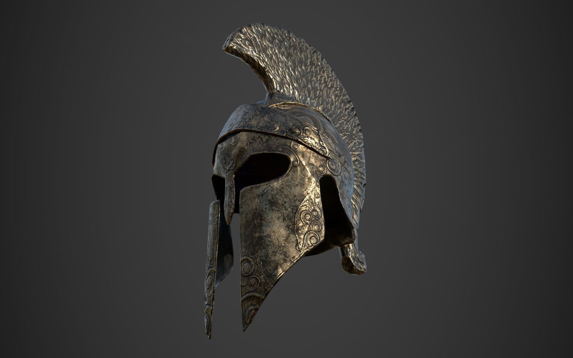 Antique spartan helmet the Corinthian type Low-poly 3D model_23