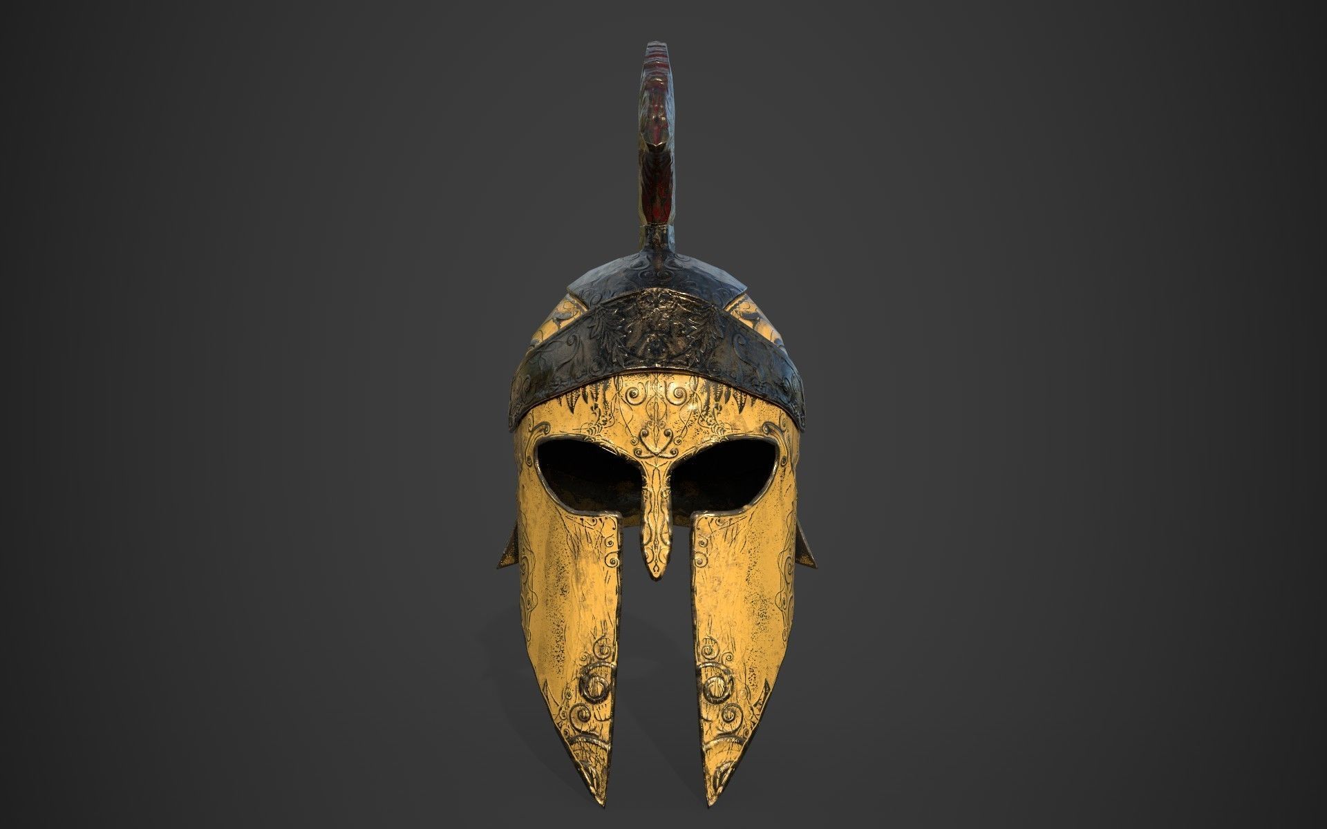 Antique spartan helmet the Corinthian type Low-poly 3D model_17