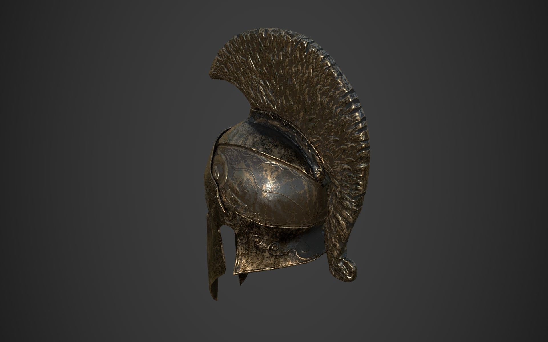 Antique spartan helmet the Corinthian type Low-poly 3D model_26