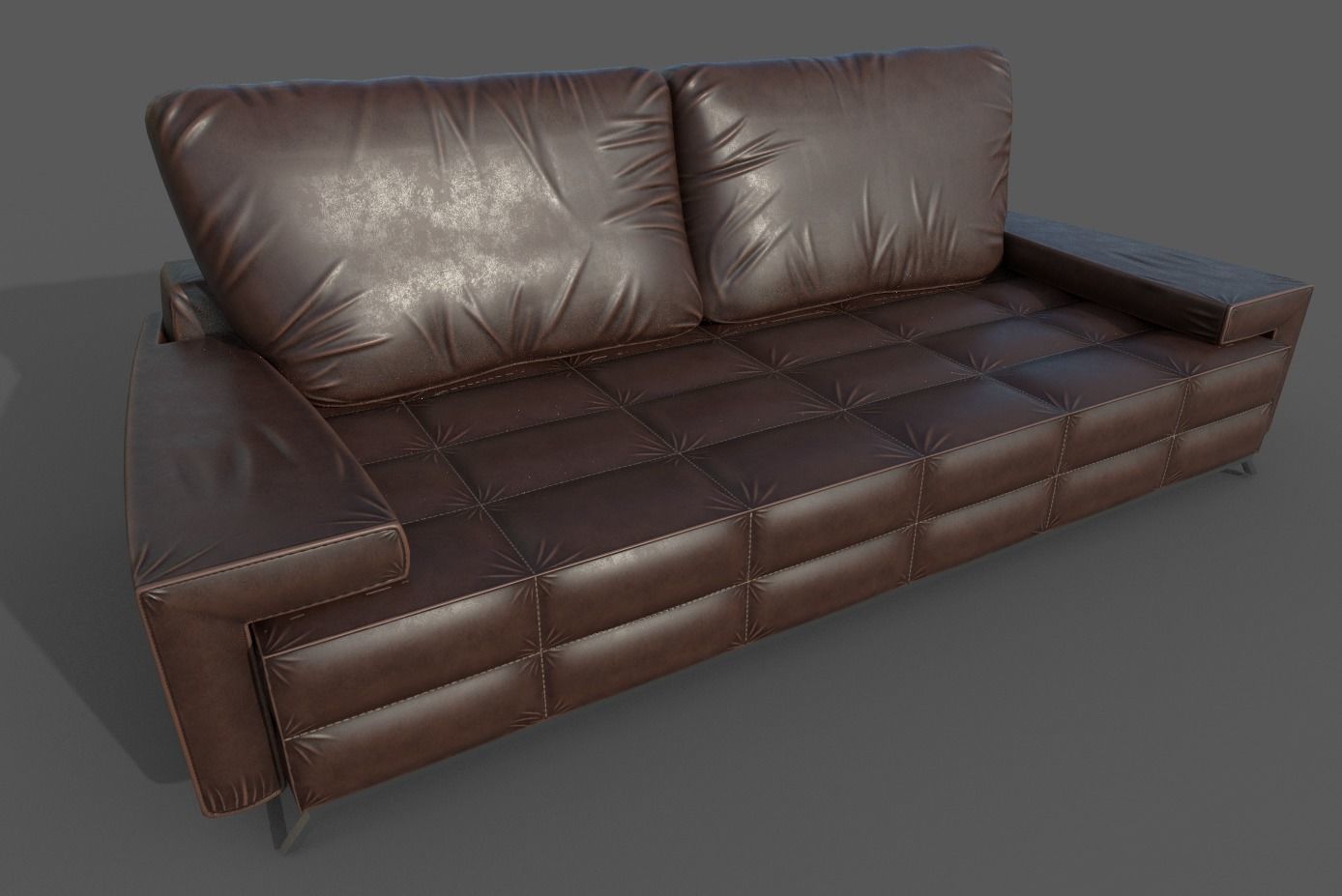 Sofa-11 leather sofa Low-poly 3D model_3