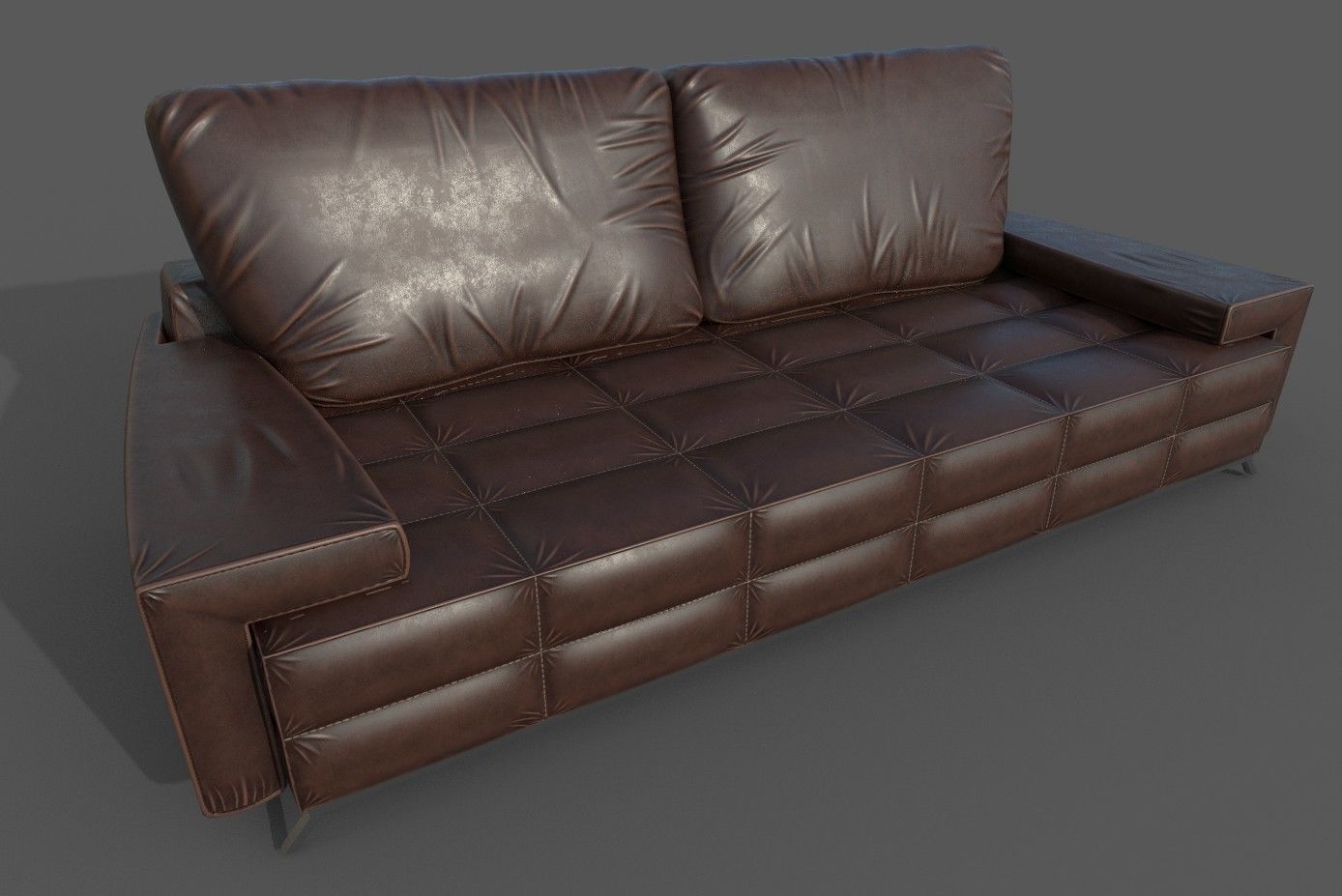 Sofa-11 leather sofa Low-poly 3D model_2