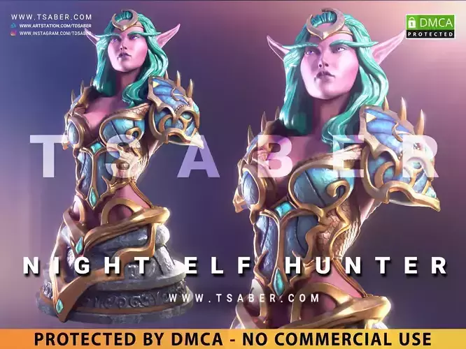 Night Elf Hunter Bust - Warcraft Collectibles 3D print model