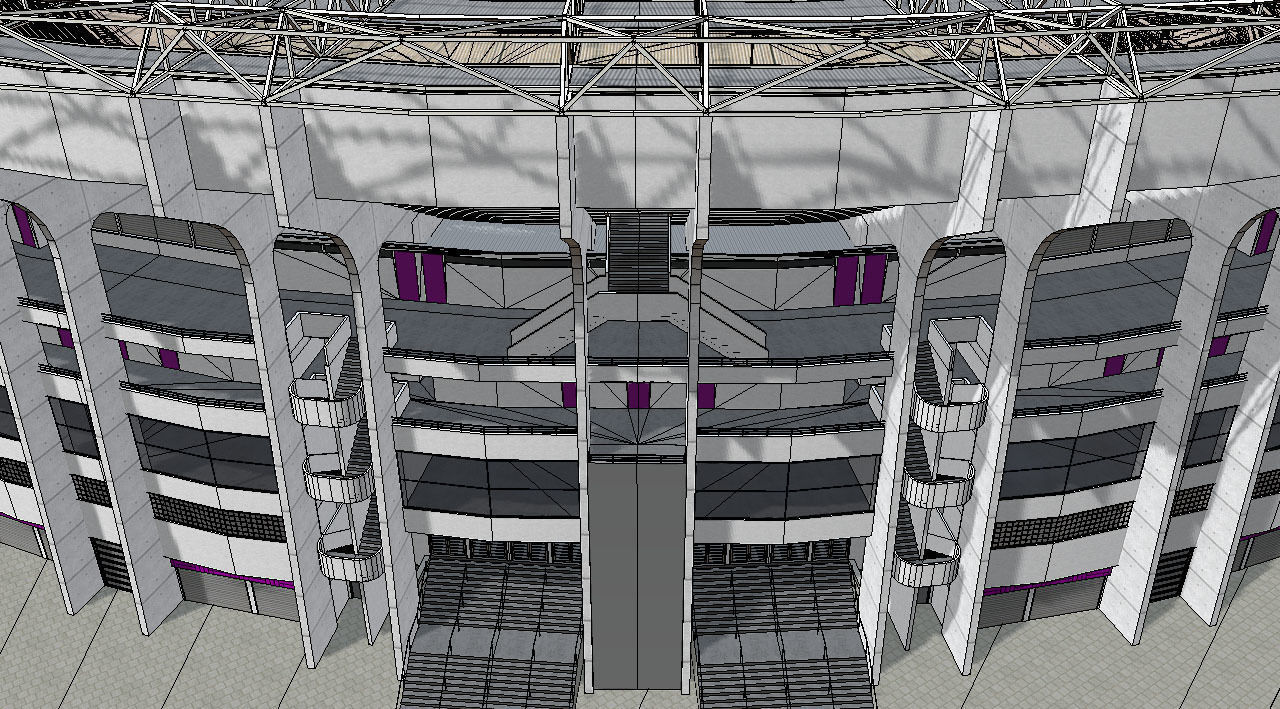 Fictional old stadium 2 - national Rugby arena 3D model_20