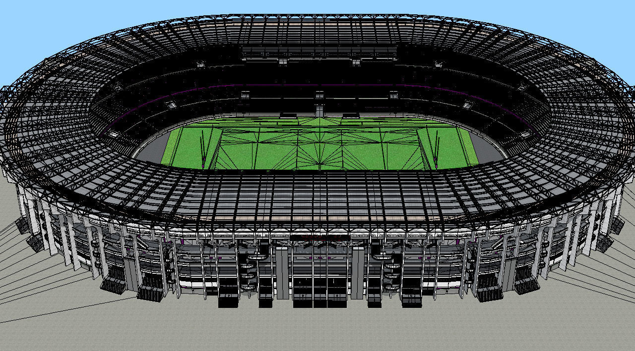 Fictional old stadium 2 - national Rugby arena 3D model_1