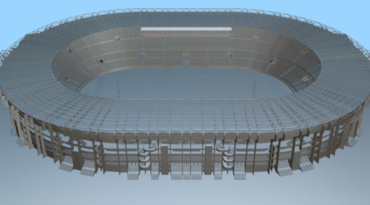 Fictional old stadium 2 - national Rugby arena 3D model_2