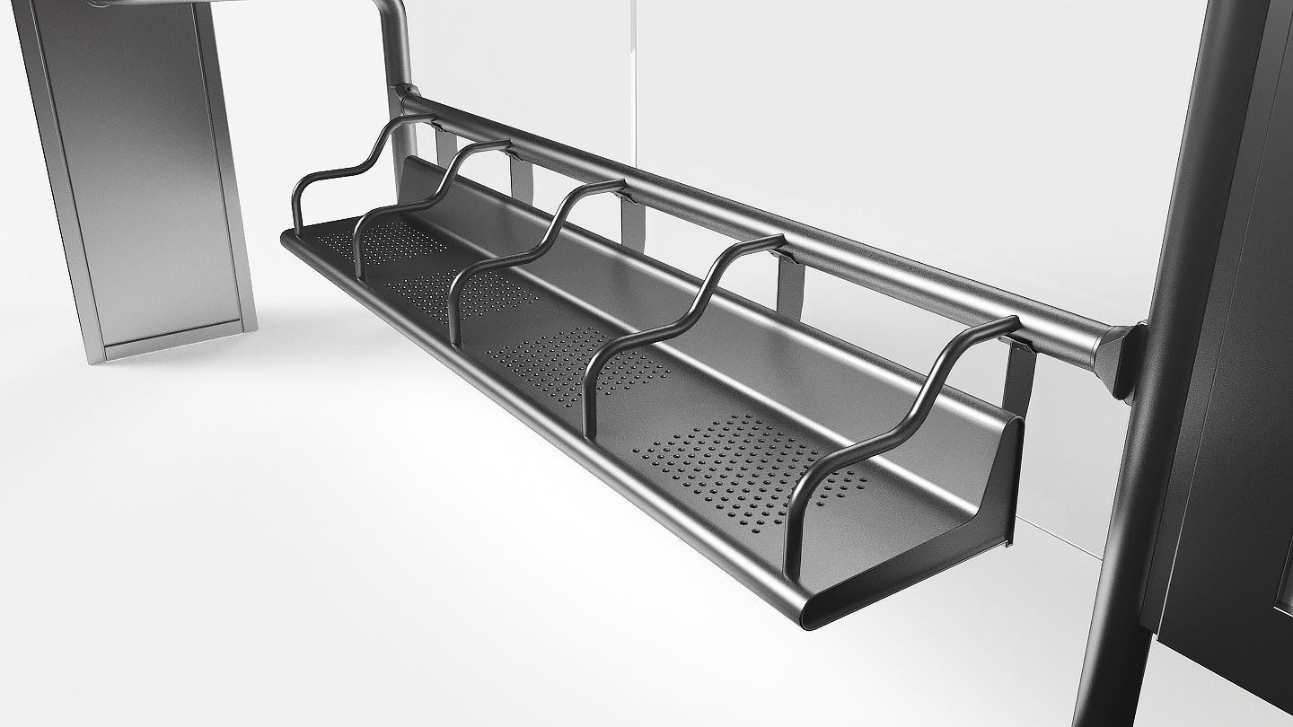 Bus stop Low-poly 3D model_6