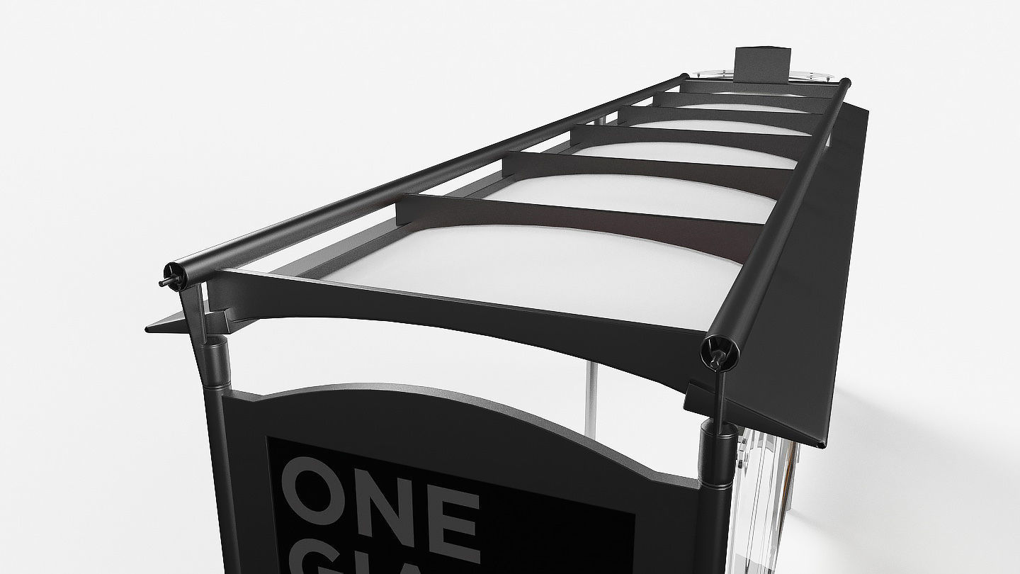 Bus stop Low-poly 3D model_3