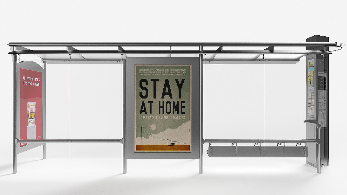 Bus stop Low-poly 3D model_5
