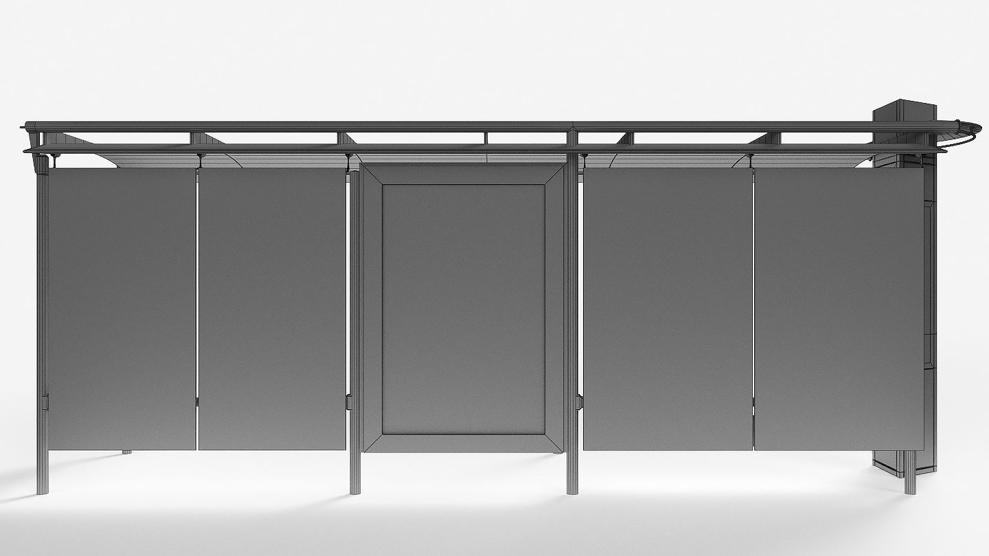Bus stop Low-poly 3D model_13