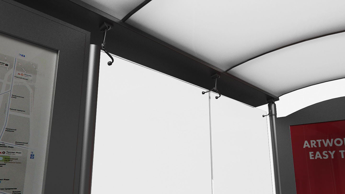 Bus stop Low-poly 3D model_7