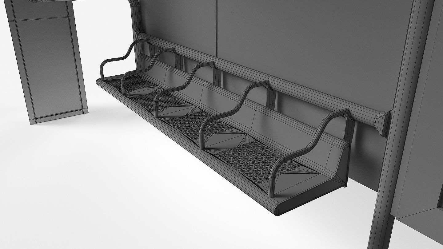 Bus stop Low-poly 3D model_14