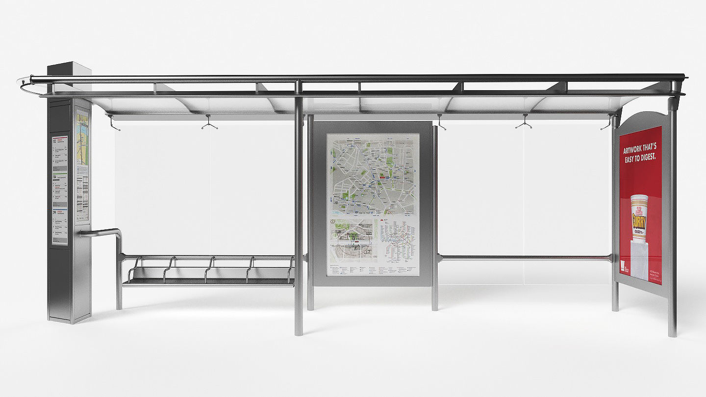 Bus stop Low-poly 3D model_4