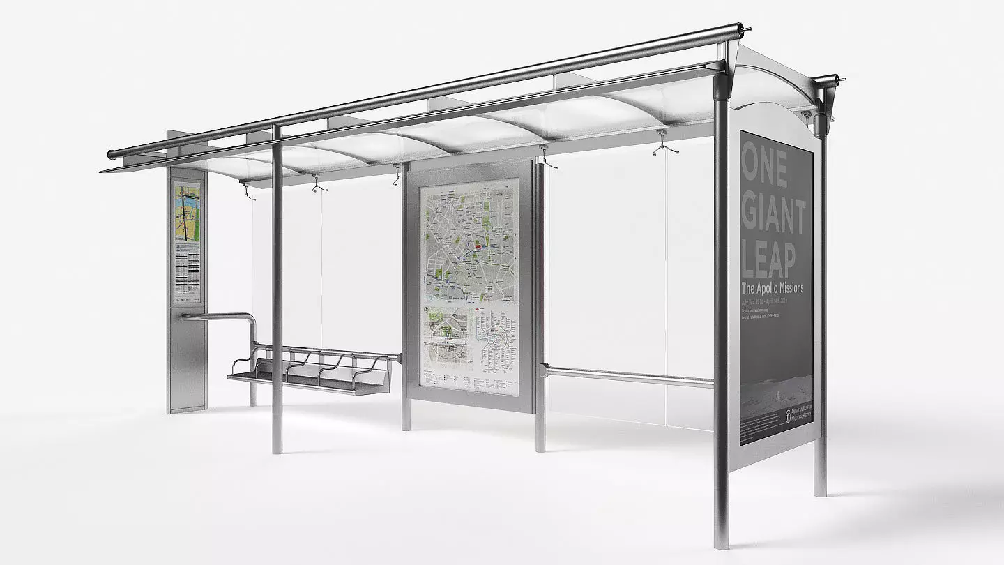 Bus stop Low-poly 3D model_0