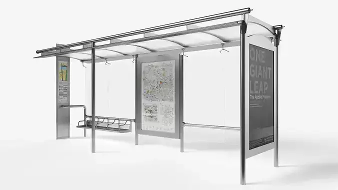 Bus stop Low-poly 3D model