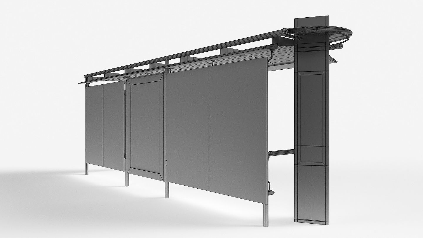 Bus stop Low-poly 3D model_10