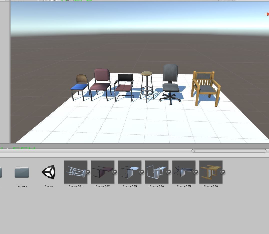 Chairs Set Low Poly two with metal frame and seat Low-poly 3D model_5