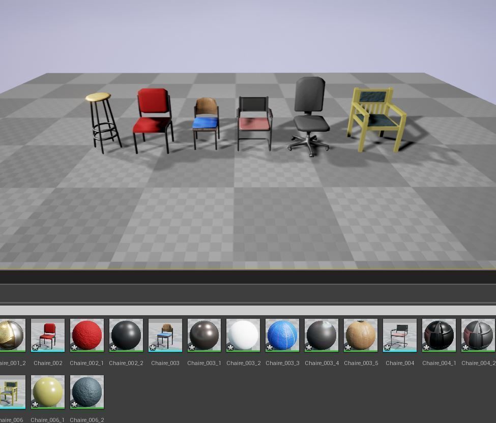 Chairs Set Low Poly two with metal frame and seat Low-poly 3D model_7