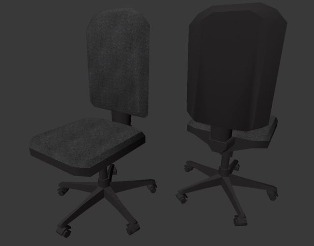 Chairs Set Low Poly two with metal frame and seat Low-poly 3D model_9