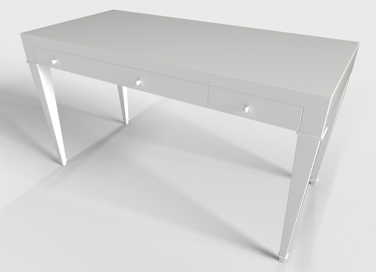 Claudette 3 Drawer Writing Desk Low-poly 3D model_5