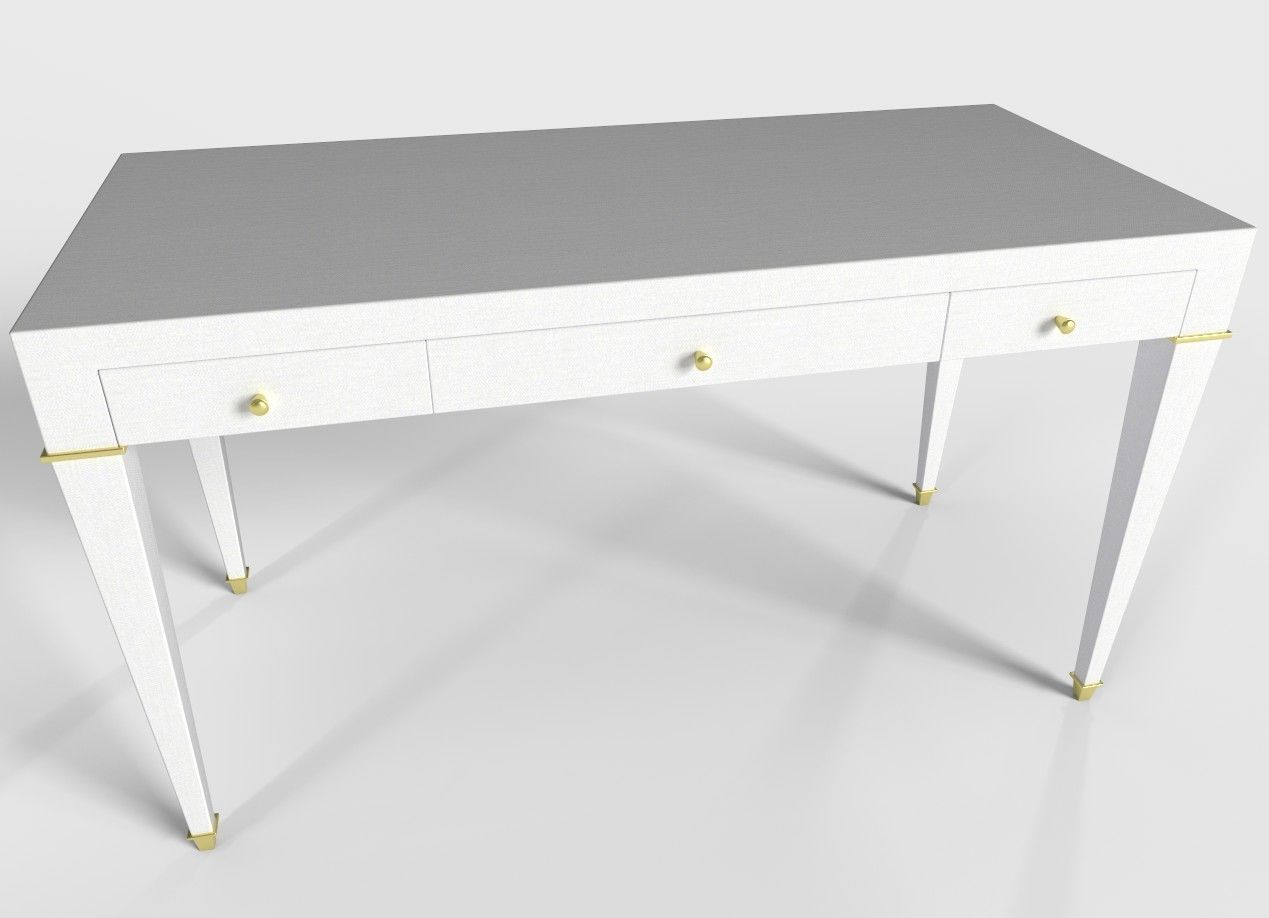 Claudette 3 Drawer Writing Desk Low-poly 3D model_2