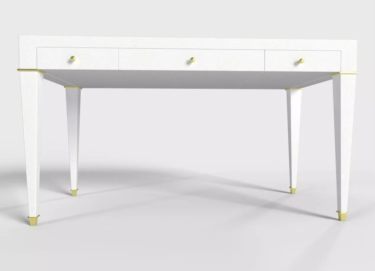 Claudette 3 Drawer Writing Desk Low-poly 3D model_0