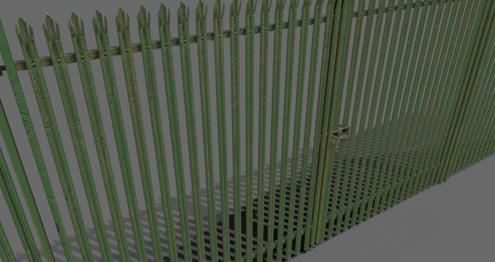 Low poly fence set of metal fences Low-poly 3D model_8