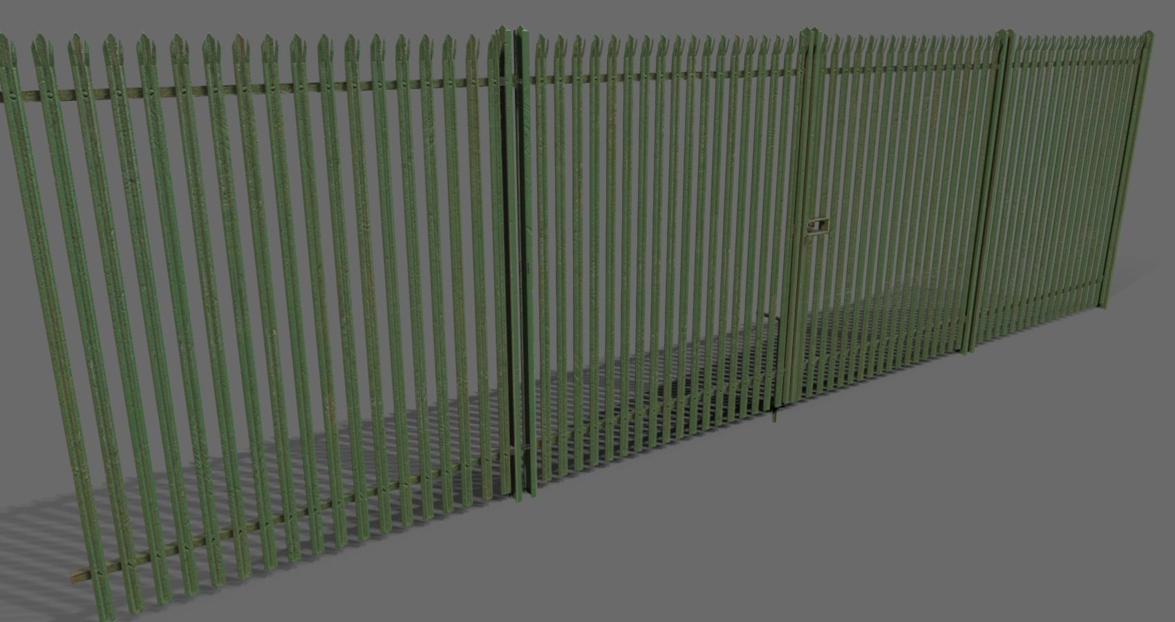 Low poly fence set of metal fences Low-poly 3D model_6