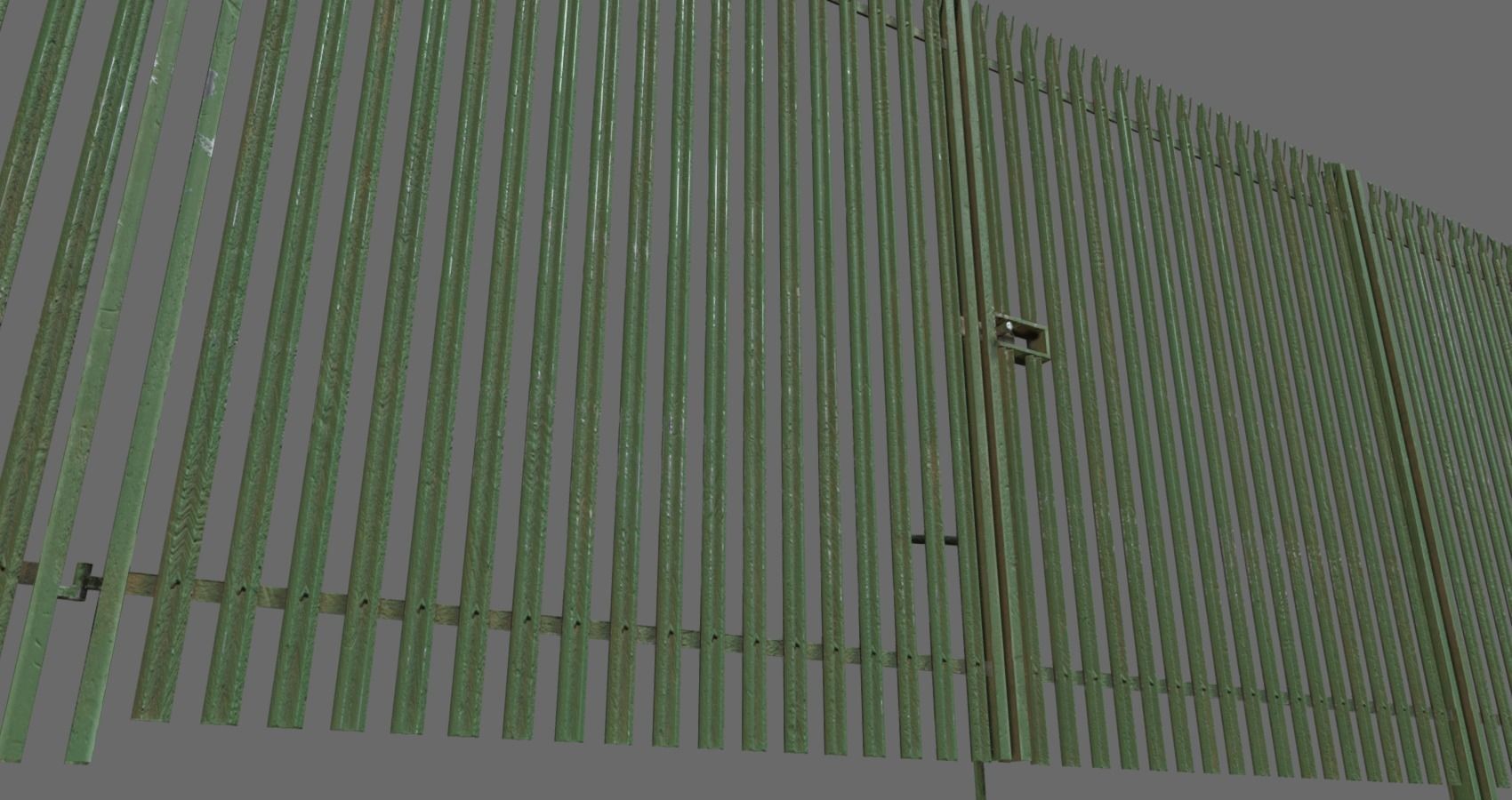 Low poly fence set of metal fences Low-poly 3D model_7